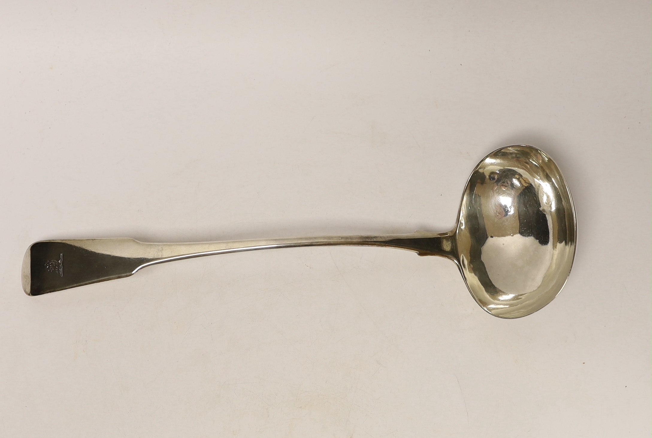 A George III silver fiddle pattern soup ladle, Peter & William Bateman, London, 1811, 33.4cm, 6.9oz.